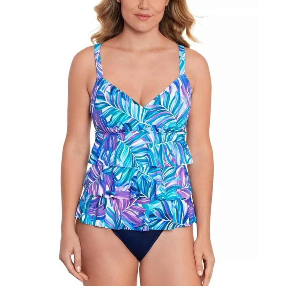 Swim Solutions Tummy-Control Faux-Tankini One-Piece Swimsuit